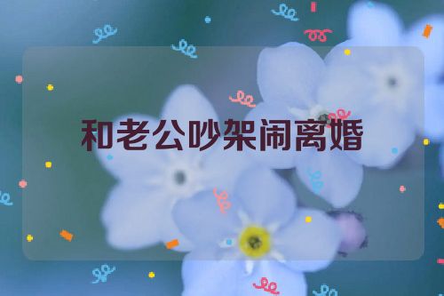 和老公吵架闹离婚